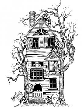 Раскраска Дом с привидениями 6 - Бесплатно распечатать