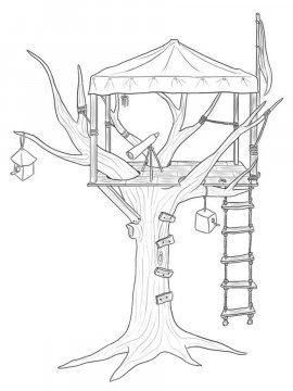 Раскраска Домик на дереве 11 - Бесплатно распечатать