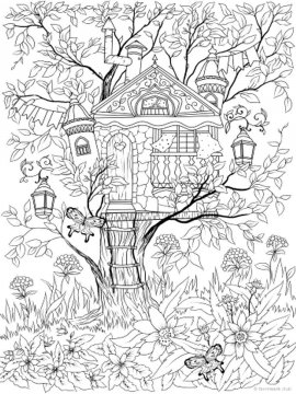 Раскраска Домик на дереве 25 - Бесплатно распечатать
