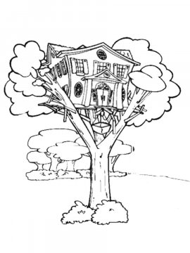 Раскраска Домик на дереве 31 - Бесплатно распечатать