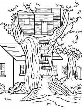 Раскраска Домик на дереве 33 - Бесплатно распечатать