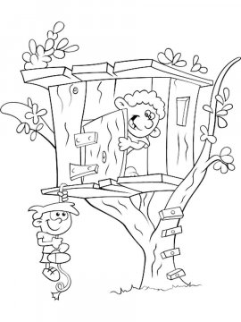 Раскраска Домик на дереве 4 - Бесплатно распечатать