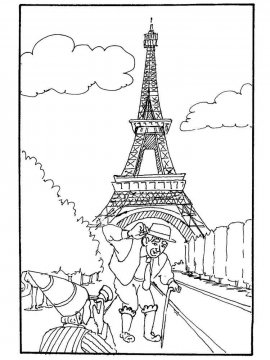 Раскраска Эйфелева башня 21 - Бесплатно распечатать