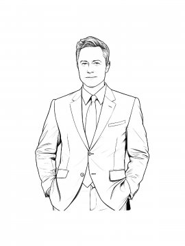 Раскраска Илон Маск 6 - Бесплатно распечатать