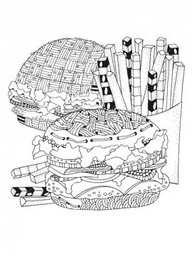 Раскраска Гамбургер 5 - Бесплатно распечатать