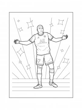 Раскраска Килиан Мбаппе 13 - Бесплатно распечатать
