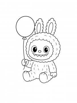 Раскраска Лабубу с шариком