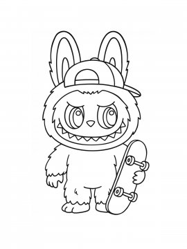 Раскраска Лабубу со скейтом