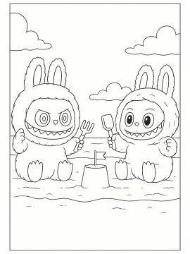 Раскраска Две Лабубу