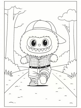 Раскраска Лабубу на пробежке