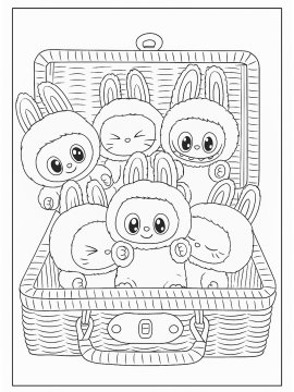 Раскраска Чемодан с Лабубу