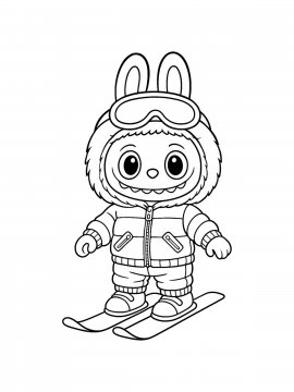 Раскраска Лабубу лыжник