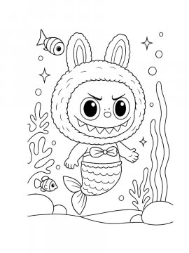 Раскраска Лабубу русалка