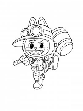 Раскраска Лабубу с молотом