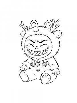 Раскраска Лабубу в костюме оленя