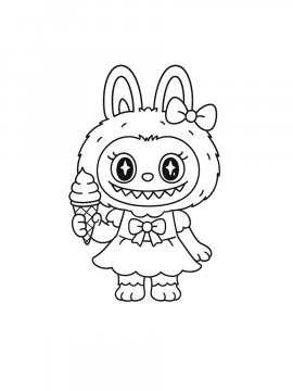 Раскраска Лабубу с мороженым