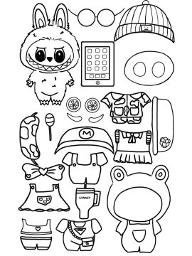 Раскраска Лабубу одевалка для детей