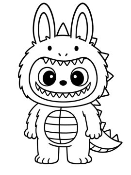 Раскраска Лабубу в кигуруми динозавра