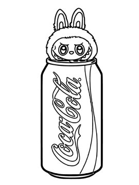 Раскраска Лабубу в банке кока колы