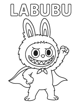 Раскраска Лабубу супергерой в плаще