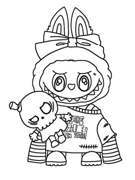 Раскраска Лабубу в одежде для хэллоуина