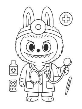 Раскраска Лабубу доктор для детей