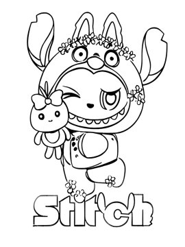 Раскраска Лабубу Стич рачпечатать для детей