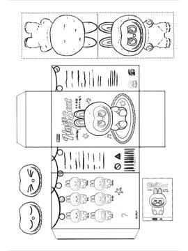 Раскраска Лабубу коробка для вырезания и склеивания