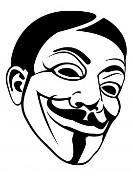 Раскраска Маска Анонимуса 2 - Бесплатно распечатать