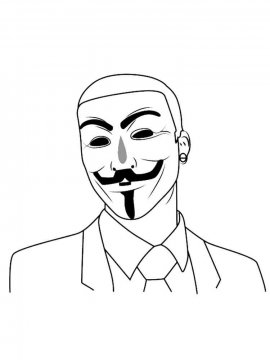 Раскраска Маска Анонимуса 6 - Бесплатно распечатать