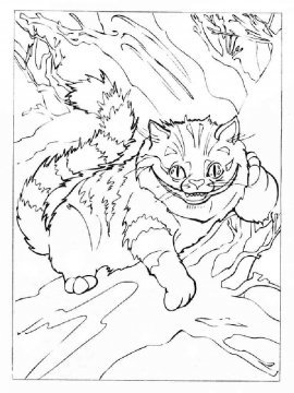 Раскраска Чеширский кот 1 - Бесплатно распечатать