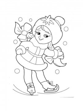Раскраска Девочка на коньках 3 - Бесплатно распечатать