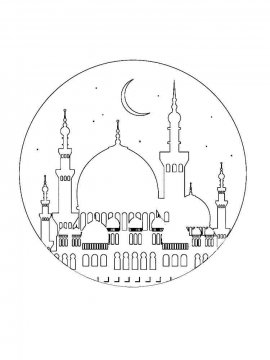 Раскраска Мечеть 1 - Бесплатно распечатать