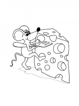 Раскраска Мышь с сыром 11 - Бесплатно распечатать