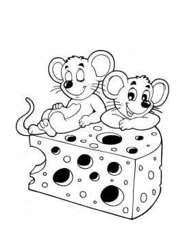 Раскраска Мышь с сыром 14 - Бесплатно распечатать