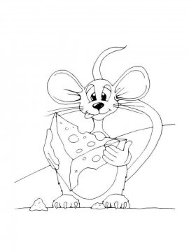 Раскраска Мышь с сыром 7 - Бесплатно распечатать
