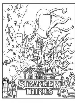 Раскраска Очень Странные дела 32 - Бесплатно распечатать