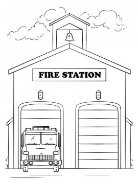 Раскраска Пожарная часть 7 - Бесплатно распечатать