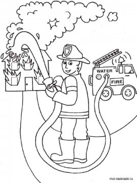 Раскраска Пожарный 7 - Бесплатно распечатать