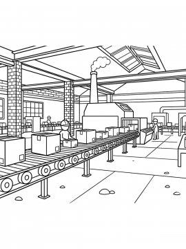 Раскраска Автоматический конвеер с коробками