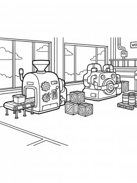 Раскраска Как выглядят цеха завода для детей