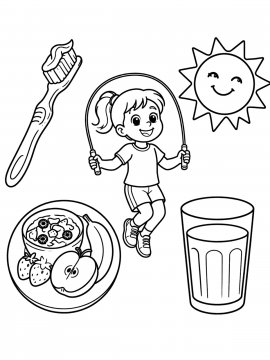 Раскраска Коллаж здорового образа жизни