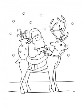 Раскраска Дед Мороз с оленями 10 - Бесплатно распечатать