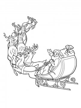 Раскраска Дед Мороз с оленями 16 - Бесплатно распечатать