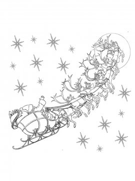 Раскраска Дед Мороз с оленями 18 - Бесплатно распечатать