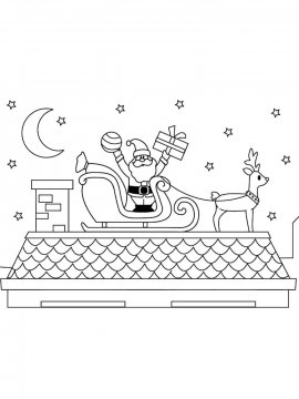 Раскраска Дед Мороз с оленями 21 - Бесплатно распечатать