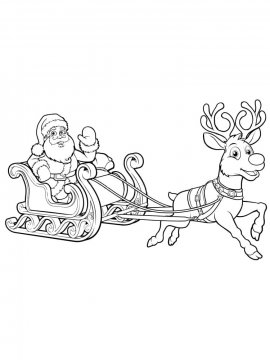 Раскраска Дед Мороз с оленями 24 - Бесплатно распечатать