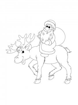 Раскраска Дед Мороз с оленями 26 - Бесплатно распечатать