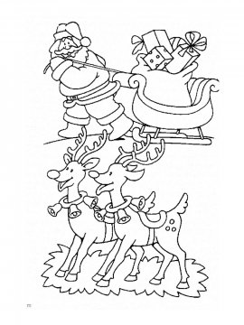 Раскраска Дед Мороз с оленями 30 - Бесплатно распечатать