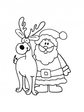 Раскраска Дед Мороз с оленями 33 - Бесплатно распечатать
